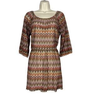 Vintage 90's Heart Soul Dress Elastic Waist Mid Mod Scoop Neck Casual - L